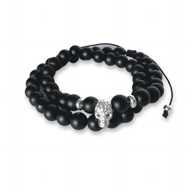 Pulsera Doble Calavera Onix Matte - Atesorame