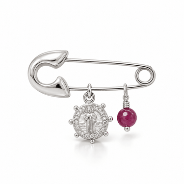 Ganchito Protector San Benito Rubi Plata 925 - Atesorame