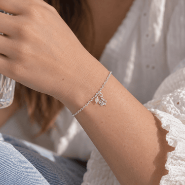 Pulsera Plata Flor de Loto cuarzo rosa - Atesorame