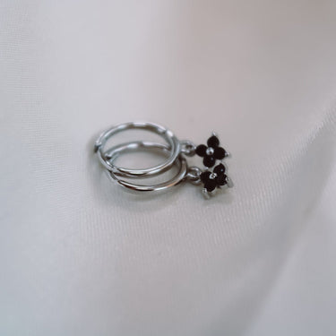Argollas Flower Silver Black - Atesorame