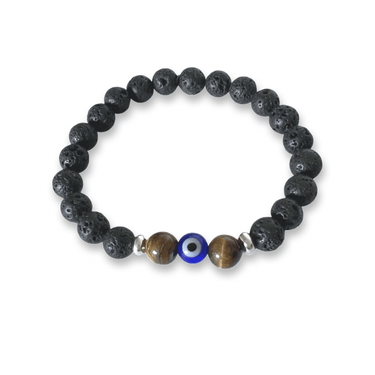 Pulsera Hombre Proteccion Piedra Volcánica - Atesorame