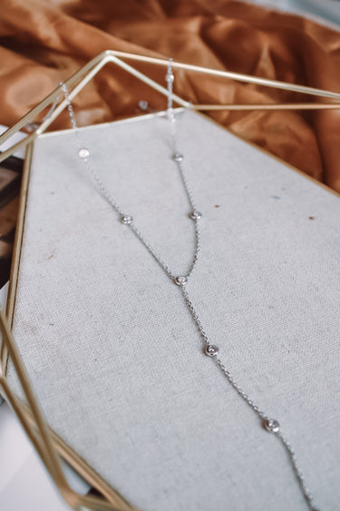 Collar Moissanita Elena Lariat Silver - Atesorame