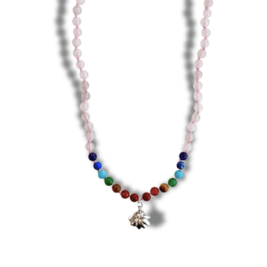 Collar Aura Japa Mala Cuarzo Rosa - Atesorame