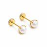 Abridores Tope Rosca Perla Cultivada Pistilo 4mm oro 18K - Atesorame
