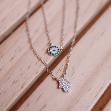 Collar doble hamsa Ojo Turco Silver - Atesorame