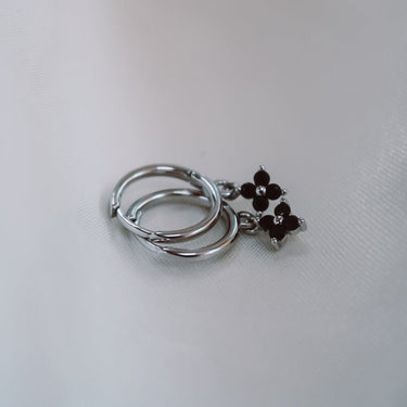 Argollas Flower Silver Black - Atesorame