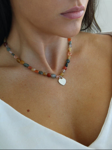 Collar Personalizado Heart Piedras Naturales - Atesorame