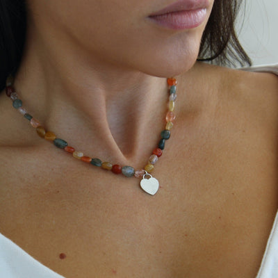 Collar Personalizado Heart Piedras Naturales