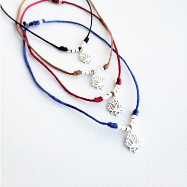 Pulsera Hilo Lotus Flower Azul