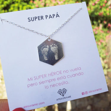 Collar Plata unisex Hexagonal - Atesorame